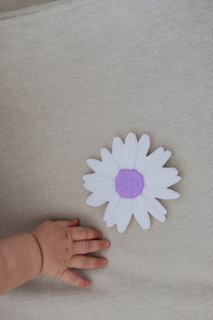 Silicone Teether - Milk Daisy / Lilac Centre