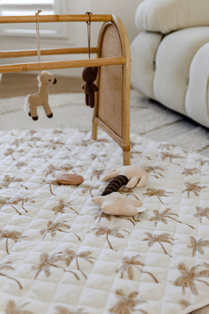 Quilted Linen Playmat - Palm Tree