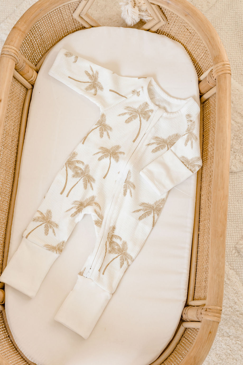 Palm Tree Waffle Zip Suit