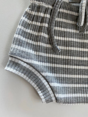 Ribbed Shorts - Grey Stripes