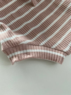 Ribbed Shorts - Blush Stripes
